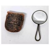 Antique monocle w leather pouch