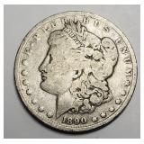 1890 O Morgan silver dollar