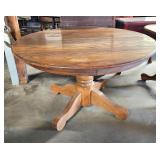 Solid oak pedestal dining table 30'h x 48' dia.