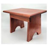 Custom solid mahogany side table w walnut inlay