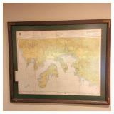 Large framed St. Thomas Harbor map