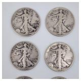 Lot of 12 Walking Liberty half dollars