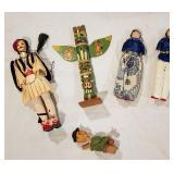 Wood carvins vintage dolls wine cork