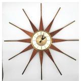 Elgin walnut sunburst clock mid century