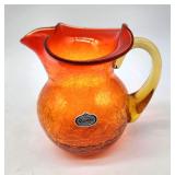 Petite Rainbow hand blown crackle glass pitcher