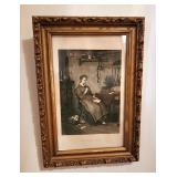 Petite antique framed print 'Reflections'