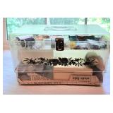 Clear plastic sewing case w contents