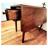 19th century solid cherry dropleaf table w drawer
