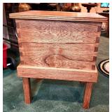 Custom crafted solid pecan chest on stand