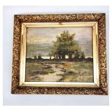 Antique landscape oil painting signed