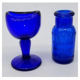 Petite Cobalt eyewash cup & advertising bottle