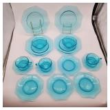 Vintage  blue glass dinnnerware