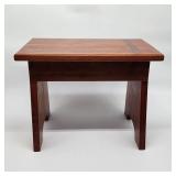 Custom solid cherry side table w walnut inlay