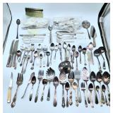Random silverplate utensils & serving pieces