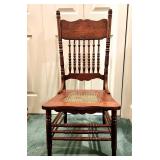 Antique oak side chair cane seat