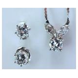 14k white gole diamond necklace & earrings 3/4 ct.