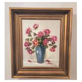 Signed oil painting on canvas shadowbox frame