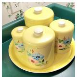 Ransburg hand painted canister set tray