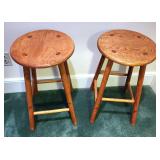 Pair solid oak counter stools mortise & tenon