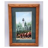 Oil painting Wisconsin lighthouse