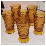 Indiana Glass amber whitehall footed tea glasses
