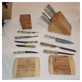 Wooden handle knives,blocks,cutting boards