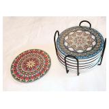 Mosaic print stoneware coasters
