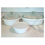 ribbed Corningware w glass & plastic lids
