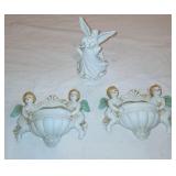 Porcelain angel wall pockets etc.