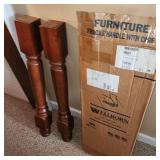 4 Tall solid cherry table legs 36'