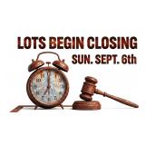 Lots begin closing Sun. Sept. 6th @ 7pm