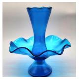 vintage blue glass epergne