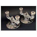 pair silver overlay candle holders