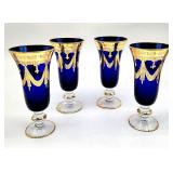Gold decorated cobalt wine glasses