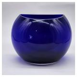 half round cobalt glass vase