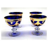 four decorated cobalt sorbets
