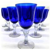 10 cobalt w clear astem wine glasses 7.5'