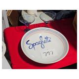 Spaghetti plate & wine glasses