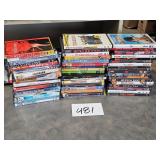 stacks of movies / tv shows