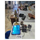 home electronics, camera lens, lamp, clock
