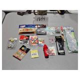 fishing tackle, lures, etc.
