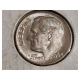 1964 SILVER Roosevelt Dime