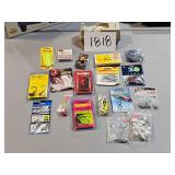 fishing tackle, lures, etc.
