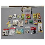 fishing tackle, lures, etc.