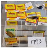 Container with fishing tackle, etc.