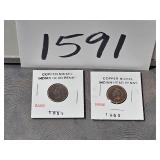 RARE 1859 & 1860 Indian Head Copper Nickel Penny RARE 1859 & 1860 Indian Head Copper Nickel Penny
