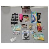 fishing tackle, lures, etc.