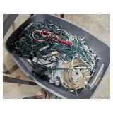 Christmas lights & snowman statue