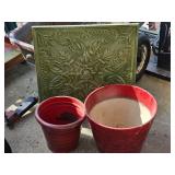 metal panel & flower pots