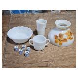 white glass & other items